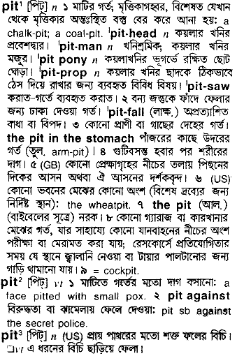 Pit in Bangla Academy Dictionary