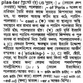 Plaster in Bangla Academy Dictionary