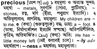 Precious in Bangla Academy Dictionary