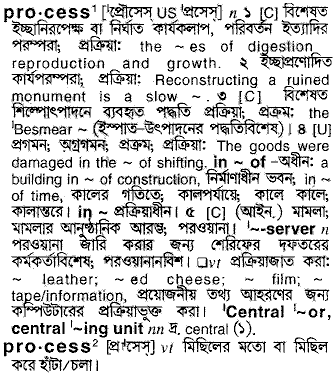Process in Bangla Academy Dictionary
