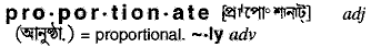 Proportionate in Bangla Academy Dictionary