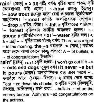 Rain in Bangla Academy Dictionary