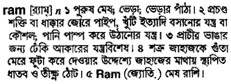 Ram in Bangla Academy Dictionary