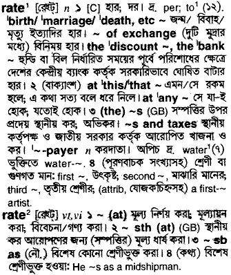 Rate in Bangla Academy Dictionary