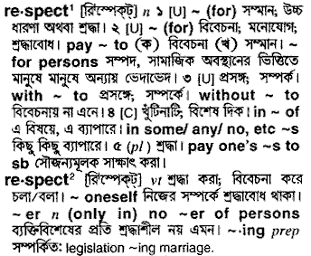 Respect in Bangla Academy Dictionary