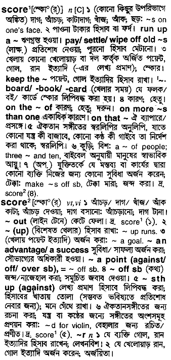 Score in Bangla Academy Dictionary