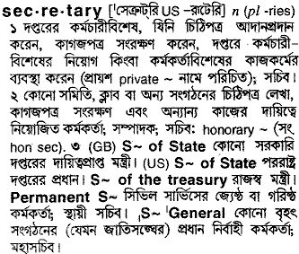 Secretary in Bangla Academy Dictionary