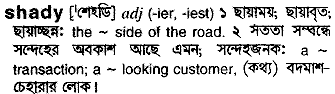 Shady in Bangla Academy Dictionary