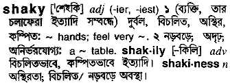Shaky in Bangla Academy Dictionary