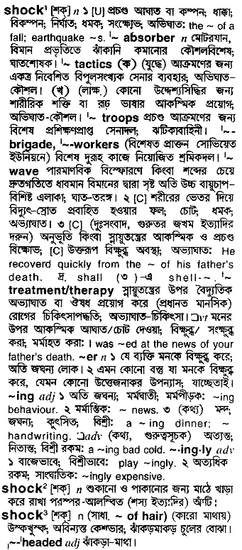 Shock in Bangla Academy Dictionary