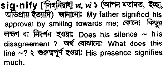 Signify in Bangla Academy Dictionary