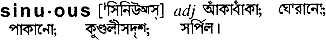 Sinuous in Bangla Academy Dictionary