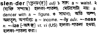 Slender in Bangla Academy Dictionary