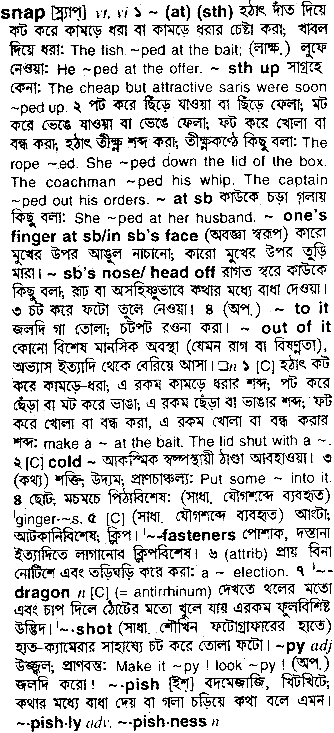 Snap in Bangla Academy Dictionary