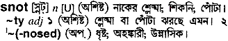 Snot in Bangla Academy Dictionary