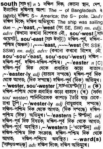 South in Bangla Academy Dictionary