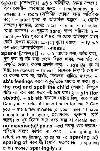 Spare in Bangla Academy Dictionary