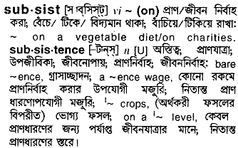 Subsist in Bangla Academy Dictionary