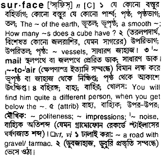 Surface in Bangla Academy Dictionary
