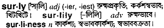 Surly in Bangla Academy Dictionary