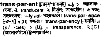Transparent in Bangla Academy Dictionary