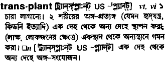 Transplant in Bangla Academy Dictionary