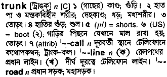 Trunk in Bangla Academy Dictionary