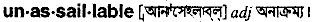 Unassaillable in Bangla Academy Dictionary