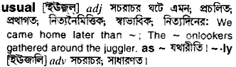 Usual in Bangla Academy Dictionary