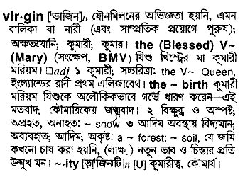 Virgin in Bangla Academy Dictionary