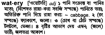 Watery in Bangla Academy Dictionary
