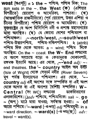 West in Bangla Academy Dictionary