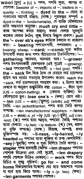 Wool in Bangla Academy Dictionary