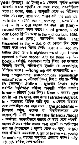 Year in Bangla Academy Dictionary