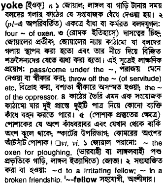Yoke in Bangla Academy Dictionary
