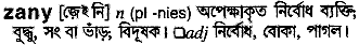 Zany in Bangla Academy Dictionary